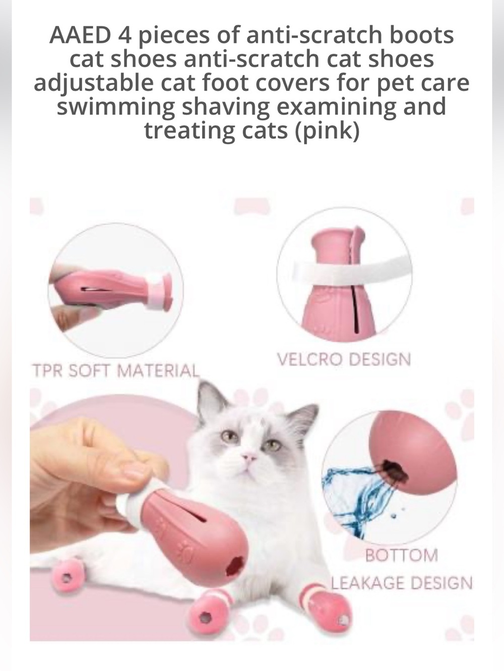 Pink Anti-Scratch Cat Shoes with Adjustable Straps